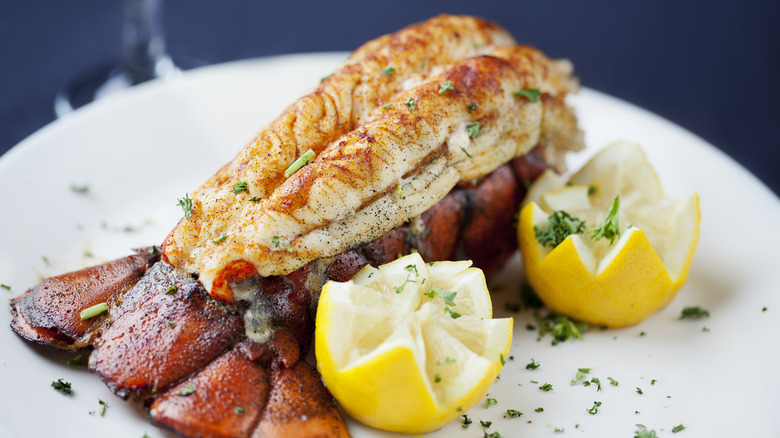 Lobster tail with herbs and lemons