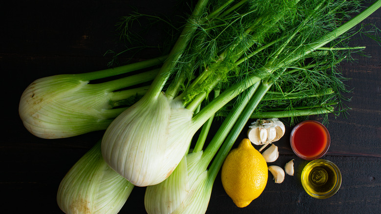 fennel, lemon, garlic, and oil