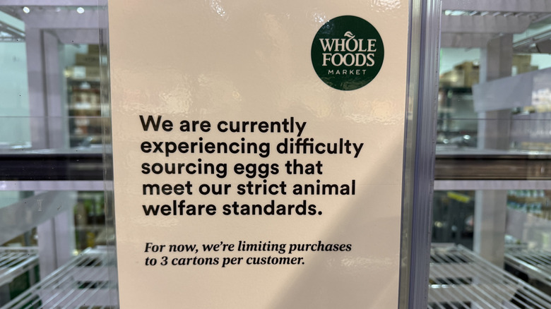 Egg shortage sign at Whole Foods