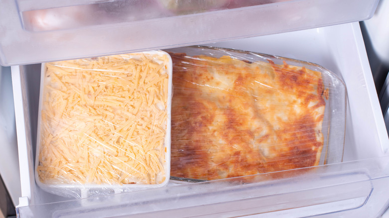 Casseroles in freezer