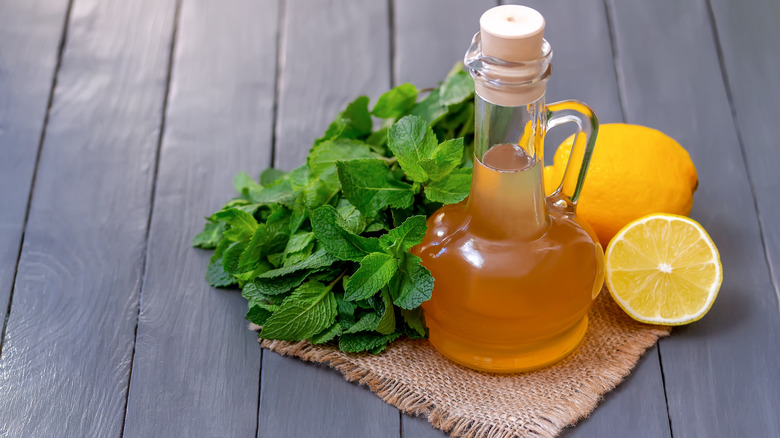 Flavored simple syrup in jar