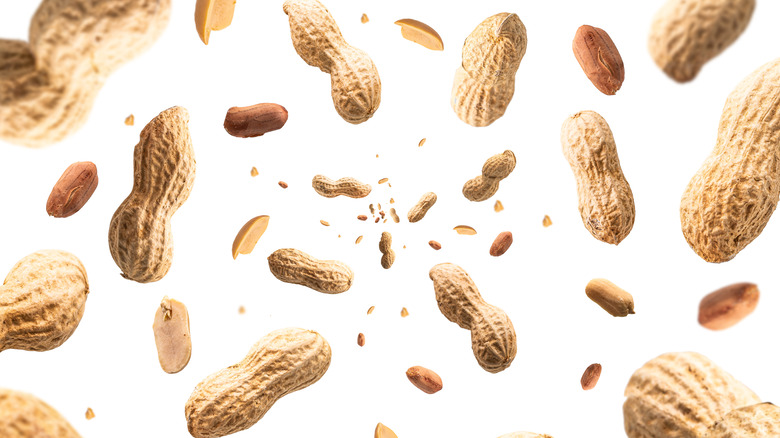 Peanuts on a white background