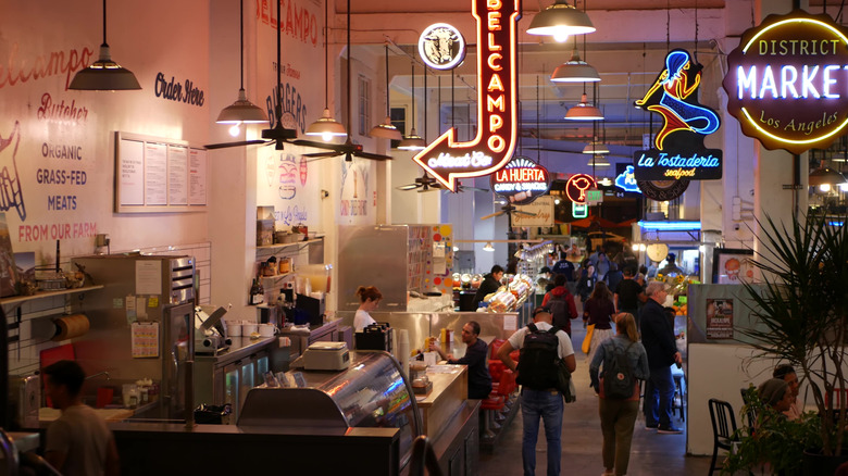 Interior of Grand Central Market in Los Angeles 