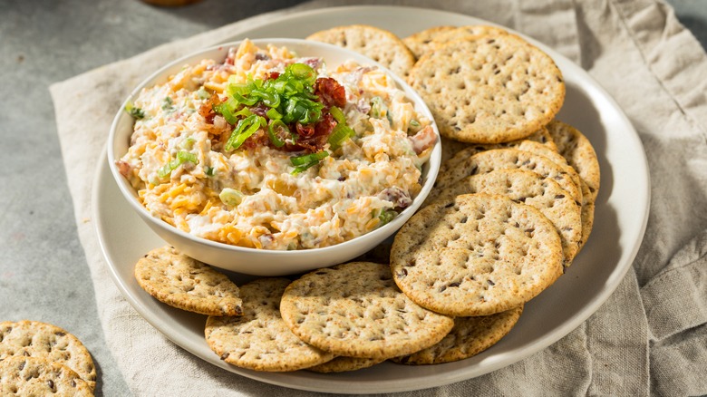 Million dollar cheese dip with crackers