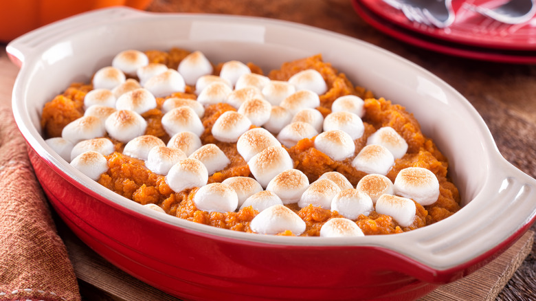 Sweet potato casserole in dish