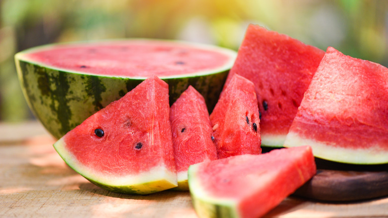 Watermelon slices on a table