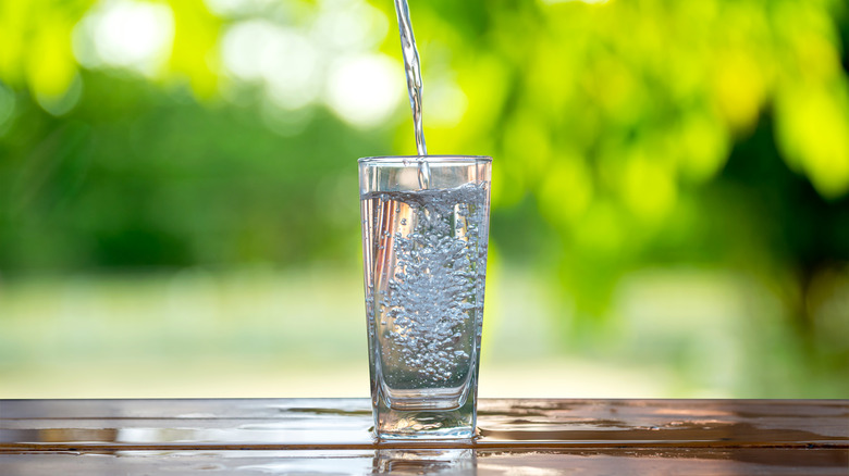 Water in a drinking glass