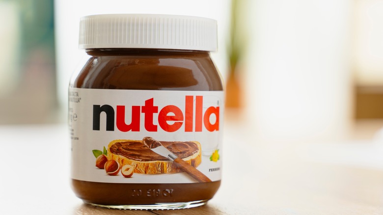 jar of Nutella on table