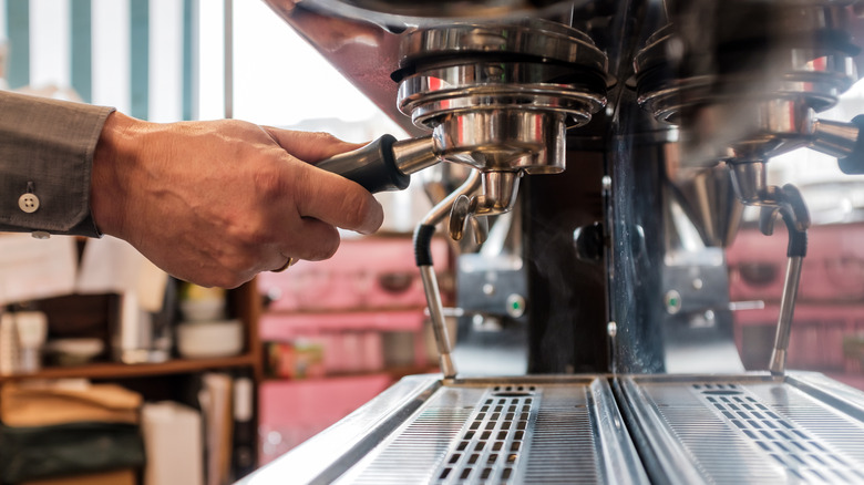 Group head on an espresso machine