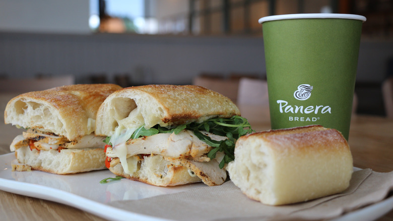 Panera sandwiches and drink