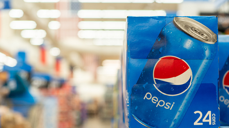 Grocery store display of Pepsi