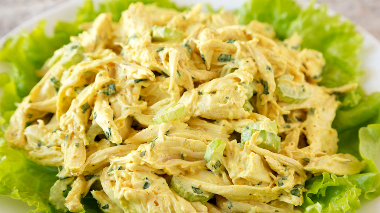 coronation chicken over greens