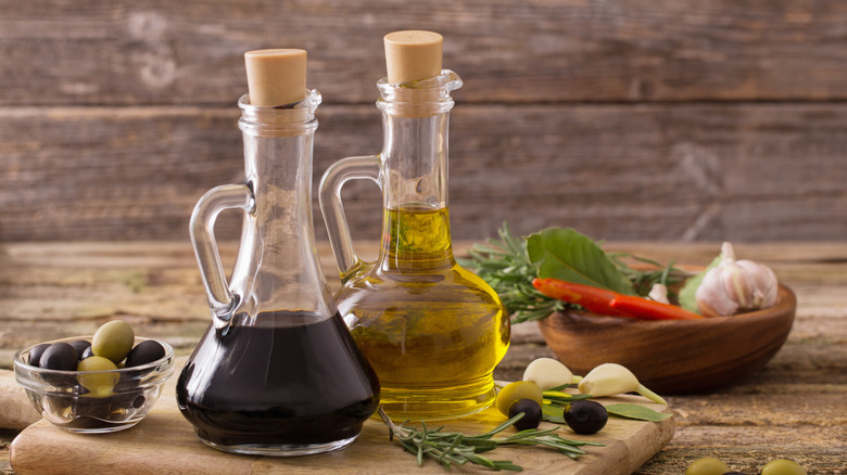 bottles of oil and vinegar