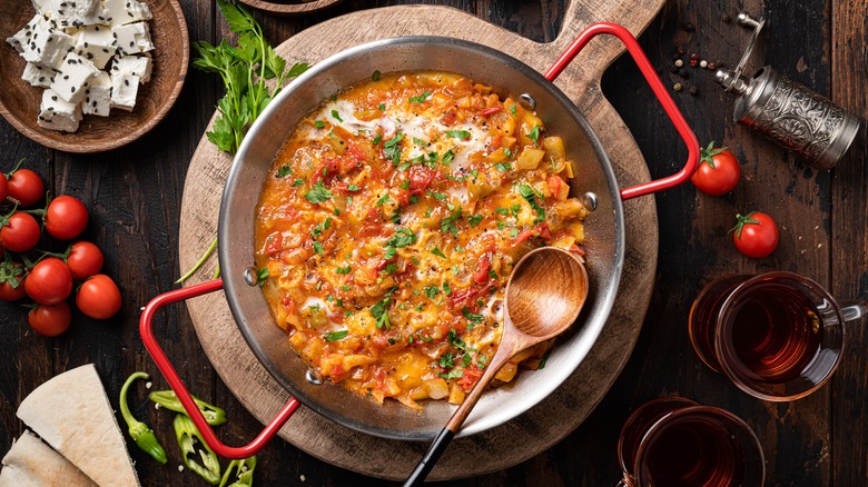 Turkish menemen in bowl