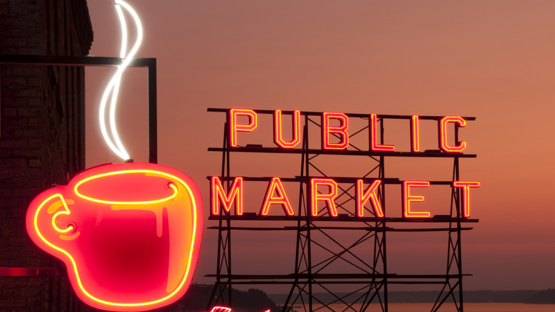 Pike Place public market sign in Seattle 