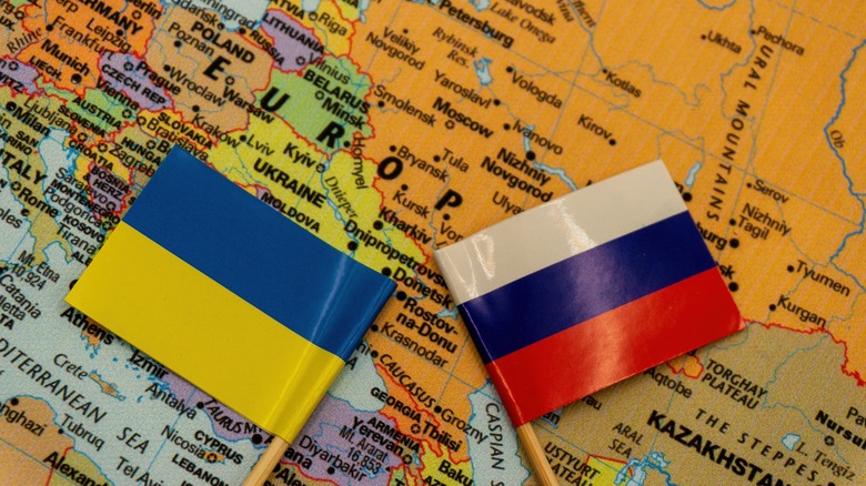 Russian and Ukrainian flags