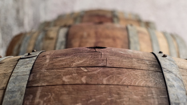 The top of a French oak barrel