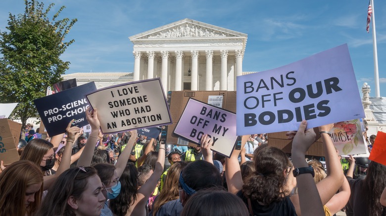 protestors outside of the Supreme Court