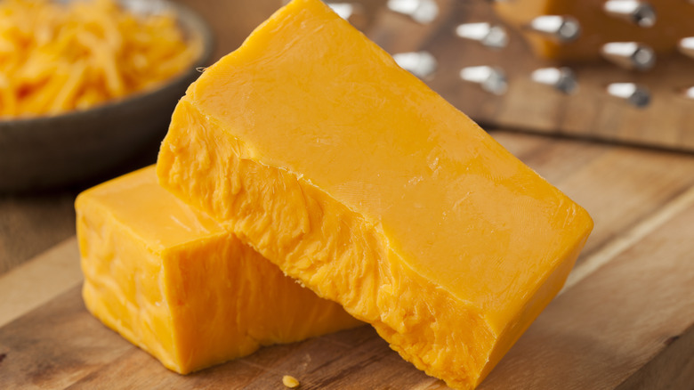 Cheddar cheese blocks