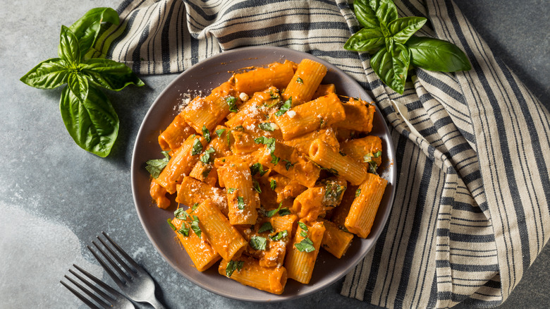 pasta prepared with vodka sauce