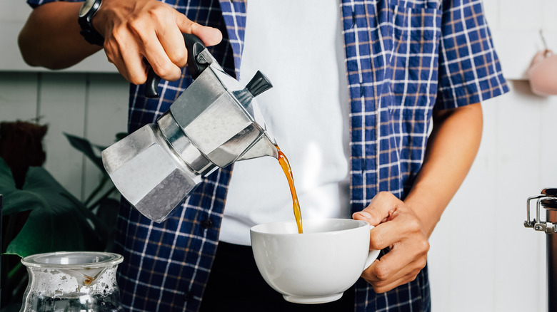 Pouring from a moka pot