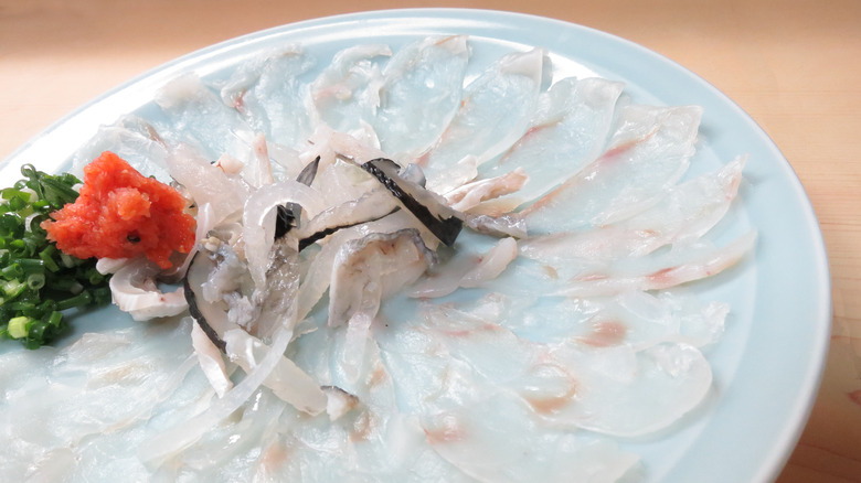 plate of fugu sashimi