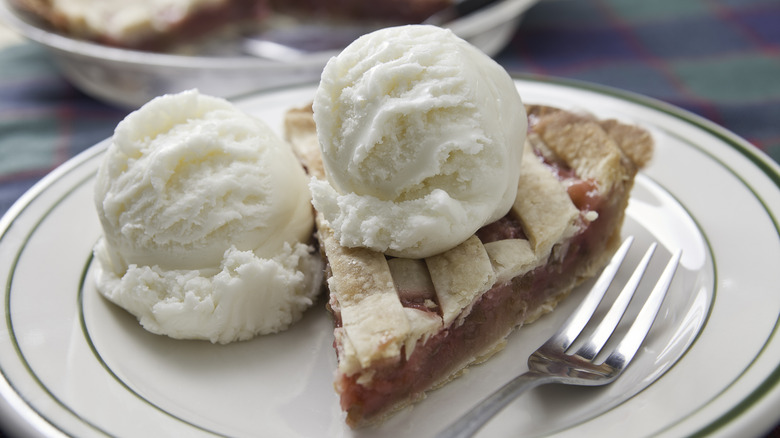 Pie with ice cream on top