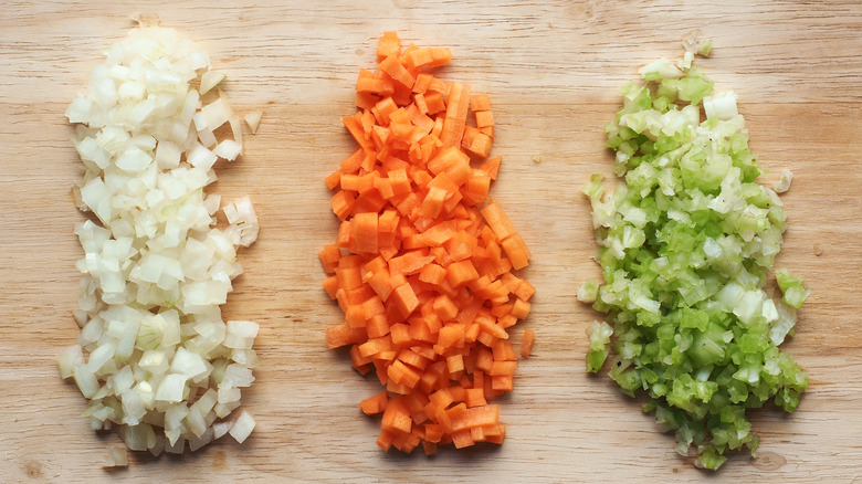 Evenly diced vegetables