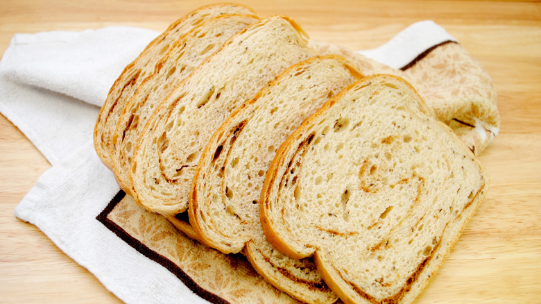 rye bread on a wood cutting board