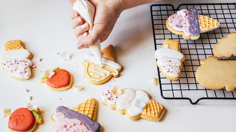 decorated iced cookies with icing