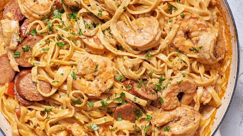 Cajun fettucine Alfredo pasta 