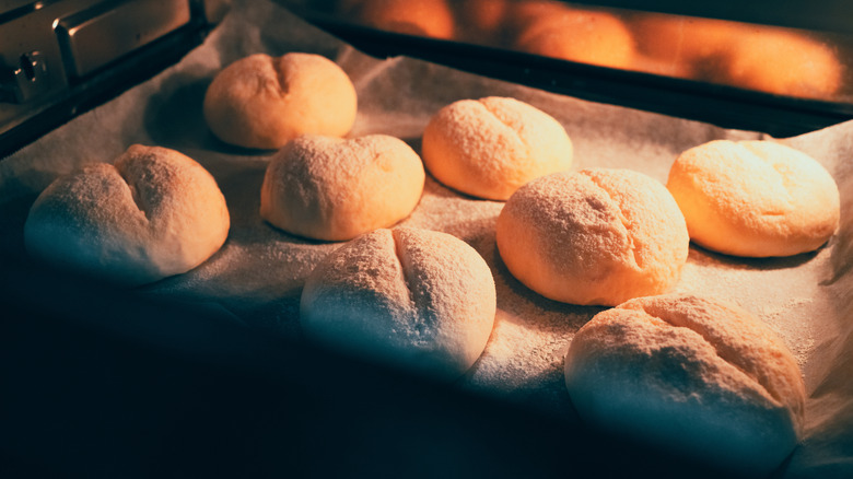 Bread rolls going in oven