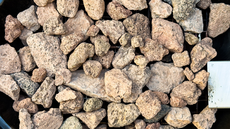 lava rocks in a grill