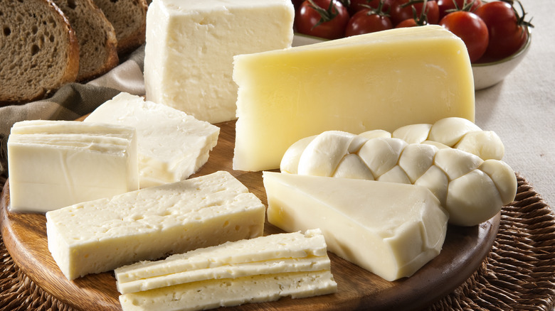 Selection of soft cheeses 