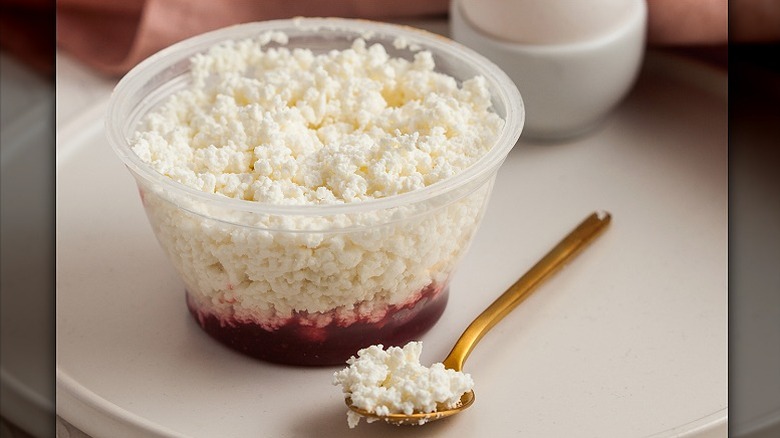 cottage cheese in individual container with fruit on bottom