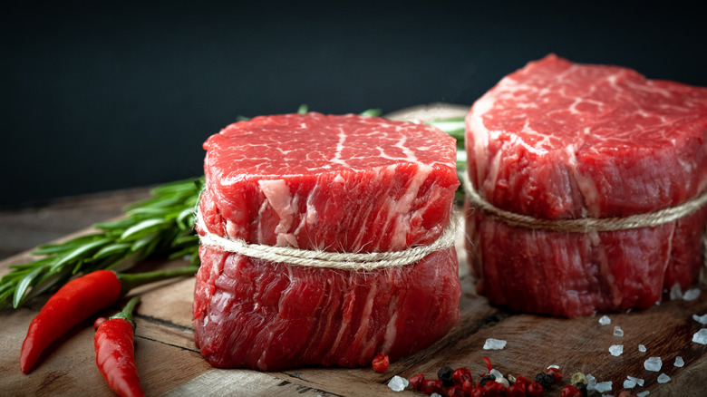 Raw filet mignon steaks