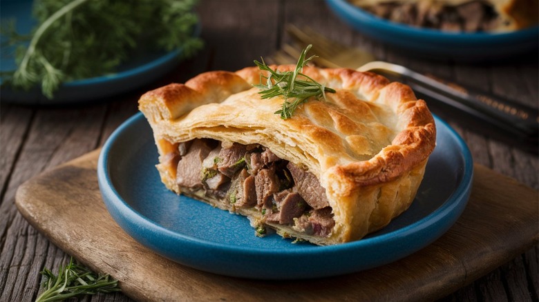 Meat pie on plate