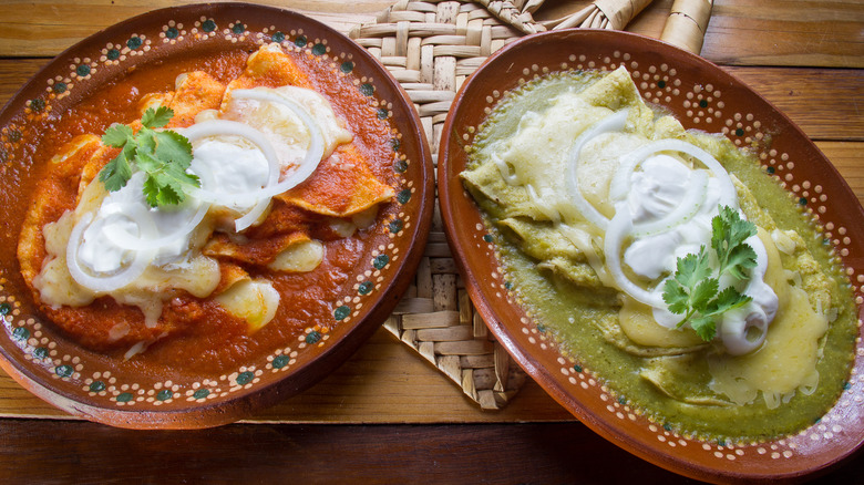 Red and green enchilada sauces