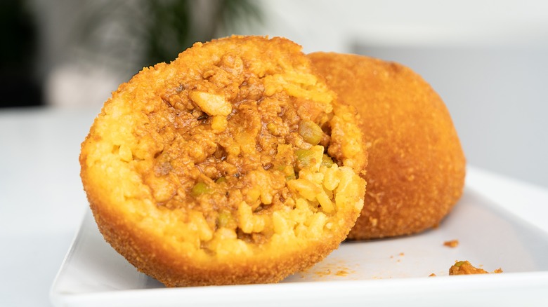 arancini rice ball stuffed with ragu