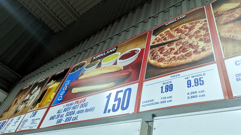 The menu board at a Costco