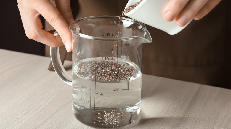 Chia seeds in water