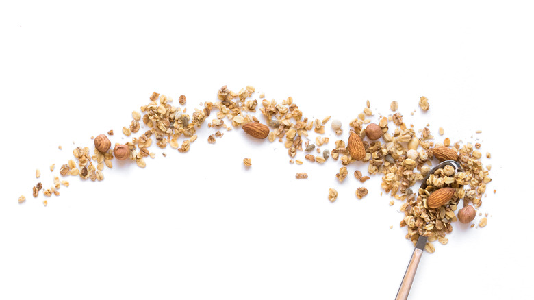 Granola on white background