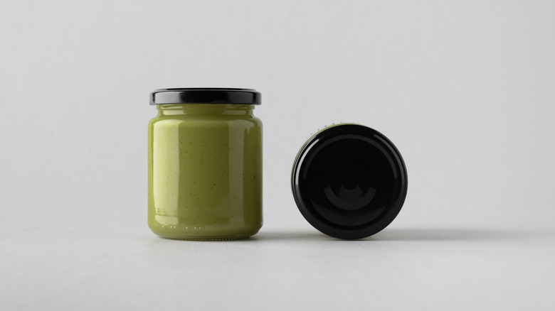 Pumpkin seed butter in glass jar