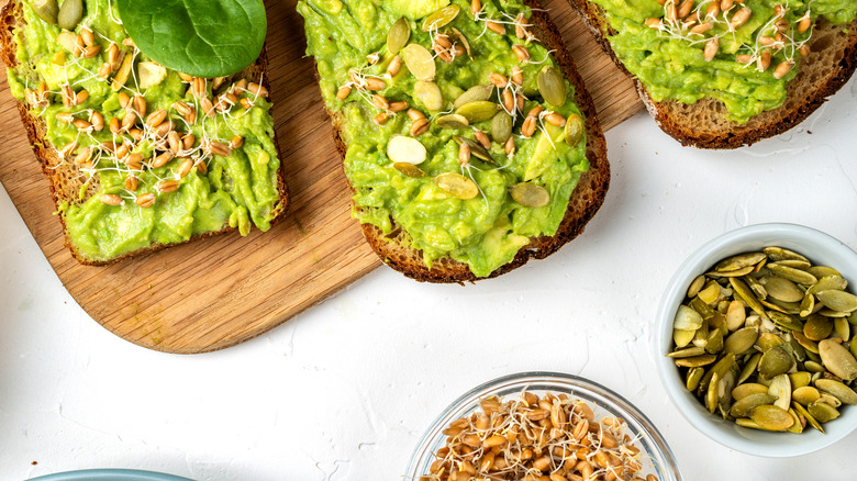 Pumpkin seed guacamole toast