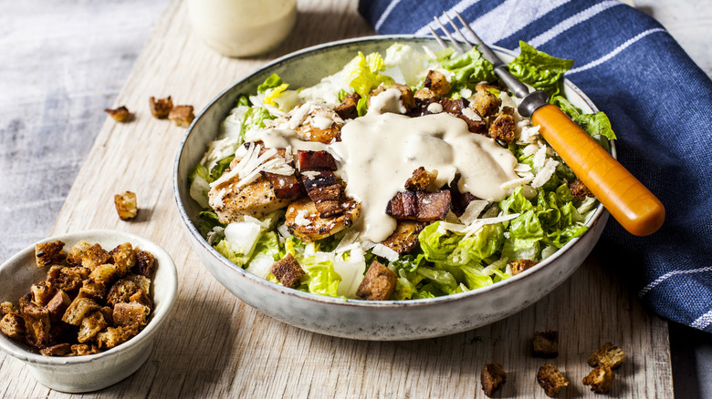 Caesar salad with romaine lettuce