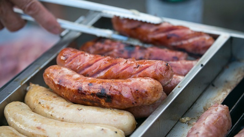 sausages on the grill