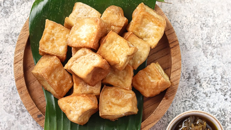 plate of fried tofu