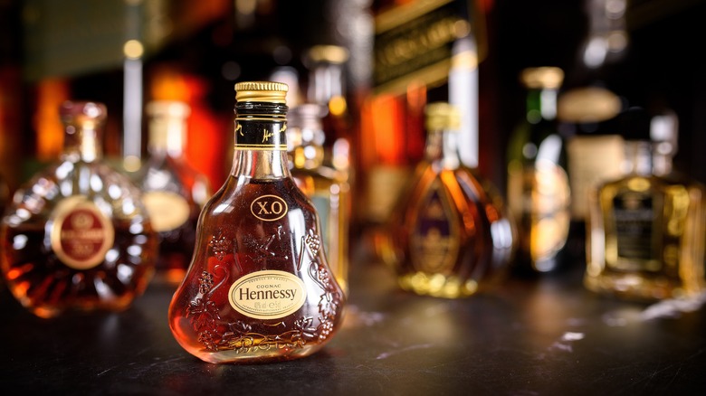 Top shelf brandy bottles