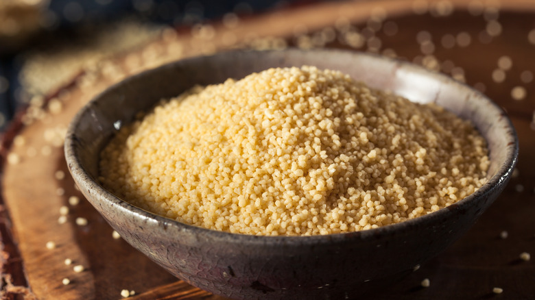 bowl of raw couscous grains