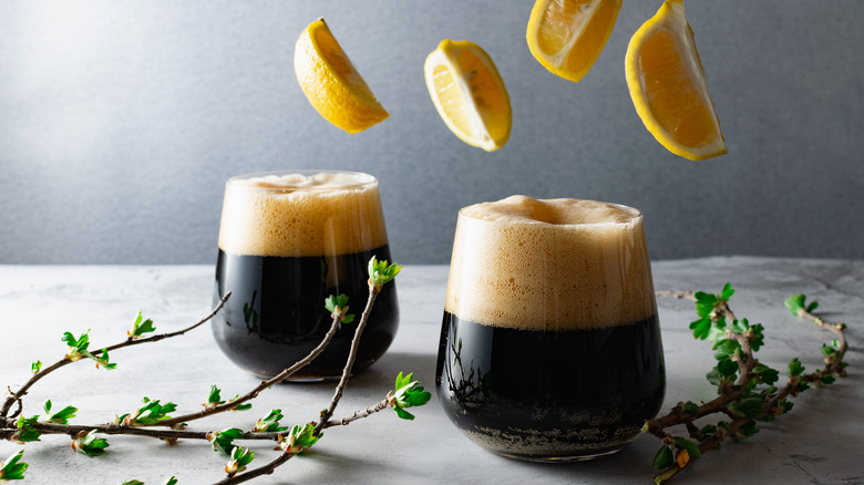 coffee beers with orange slices